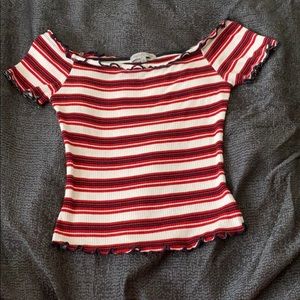 Red white and blue off the shoulder top